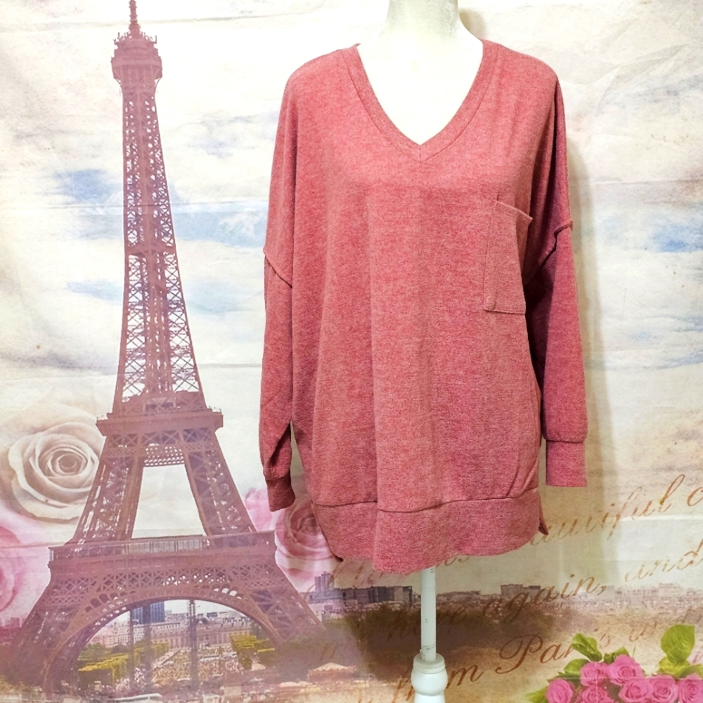 Zenana Outfitters Pink Knit Top Sz XL